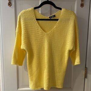MARBLE Bright Yellow V-Neck Knit Sweater